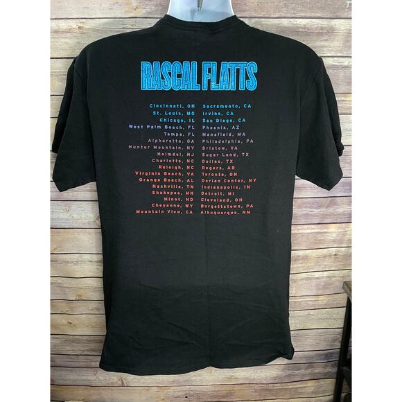 Rascal Flatts 2019 Tour T-Shirt Size L Black Band Tee Concert Dates Graphic - Picture 2 of 8